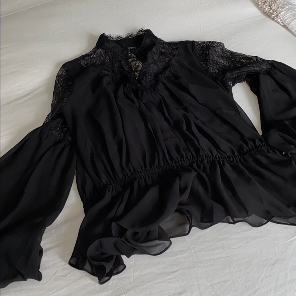 Lace and chiffon shirt